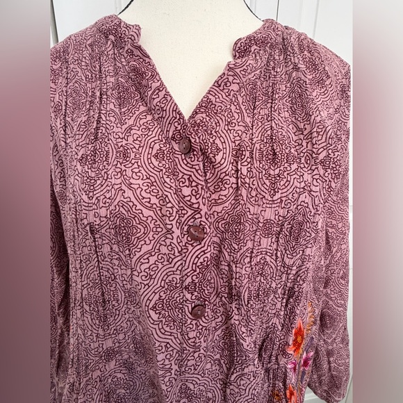 Coldwater creek pintuck Floral Patterned Women's Top L - Picture 3 of 5